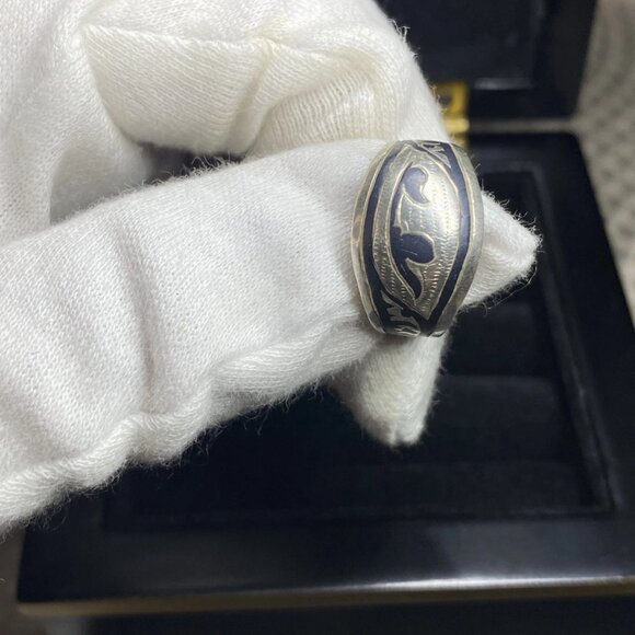 Vintage USSR Sterling Silver 875 Enamel Band Ring – Kyiv KHM – Size 8 – 3.24g - Picture 7 of 11